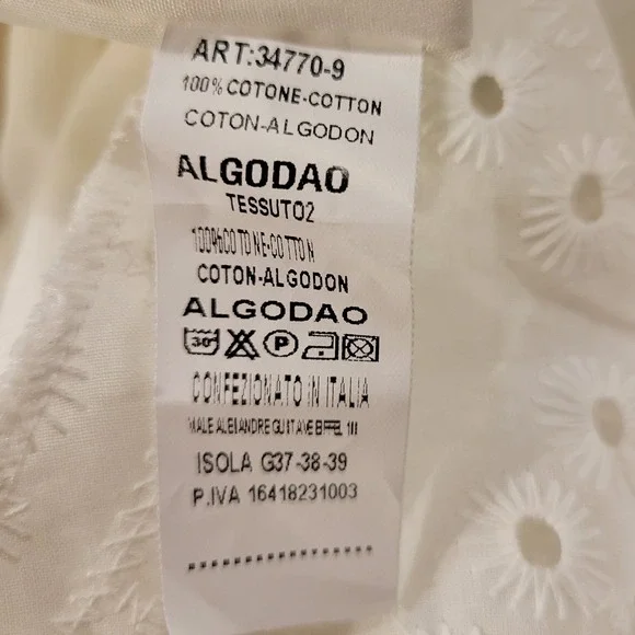 NWT Chic 4 U Italy Made White Babydoll Eyelet Dress Cottagecore Tea Party Fairy - Picture 6 of 6